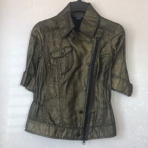 AX Metallic Gold Adjustable Moto Jacket XS